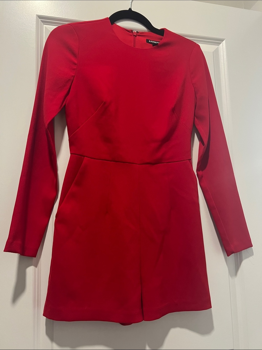 Express Red Long-Sleeve Fit Romper